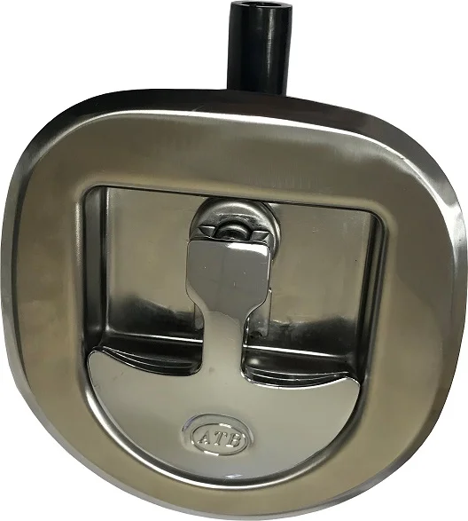 [1A060-CDT] 1A060-CDT Dolphin Tail Compression Bi-Directional Rotation Latch with Adjustable Roller Cam. Polished Stainless Steel Pan, Die Cast Zinc Chrome Plated T-Handle with ATB Logo.
