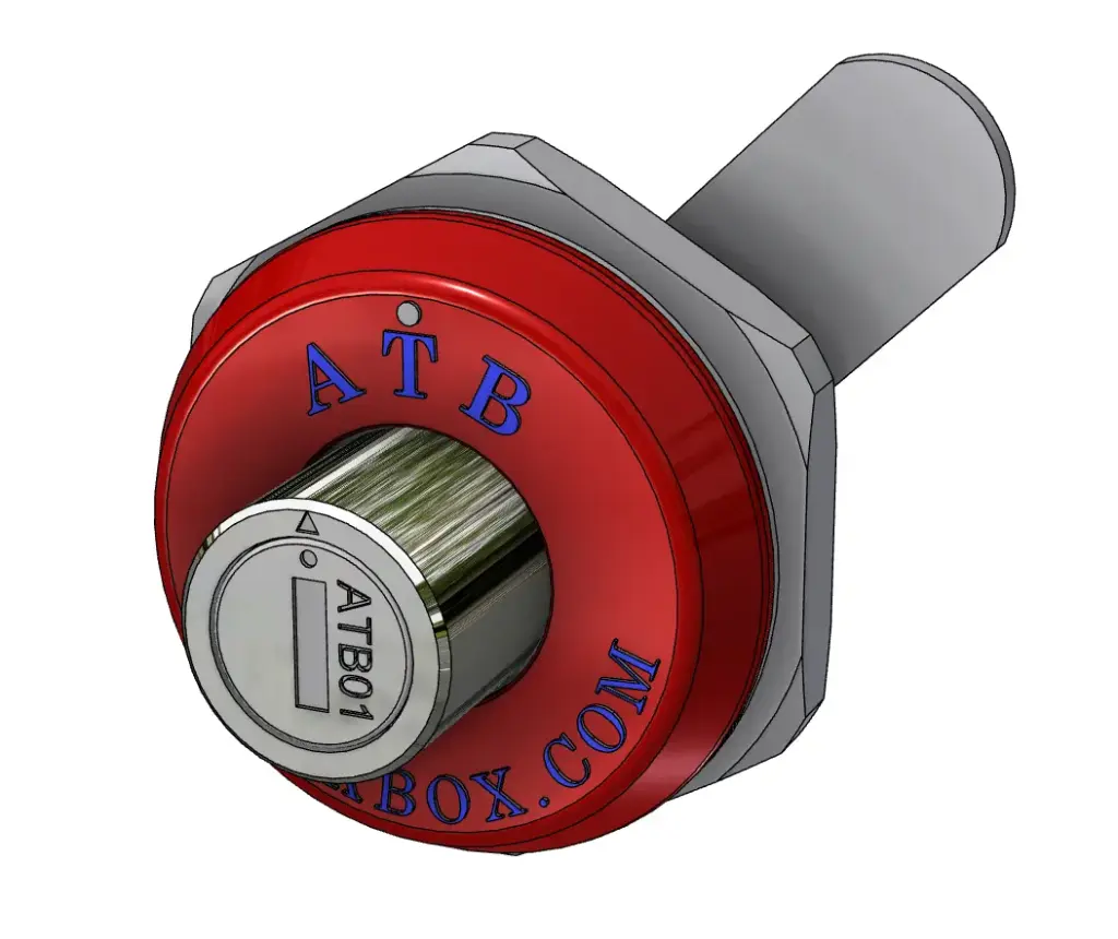 [1A067-ATB02-RK] 1A067-ATB02-RK - Push Button Lock with Straight Cam Assembly, Ringed Keys, Retaining Clip and Body Nut, Seal Gasket for Toolboxes, Fits Cross and Side Box Toolboxes.