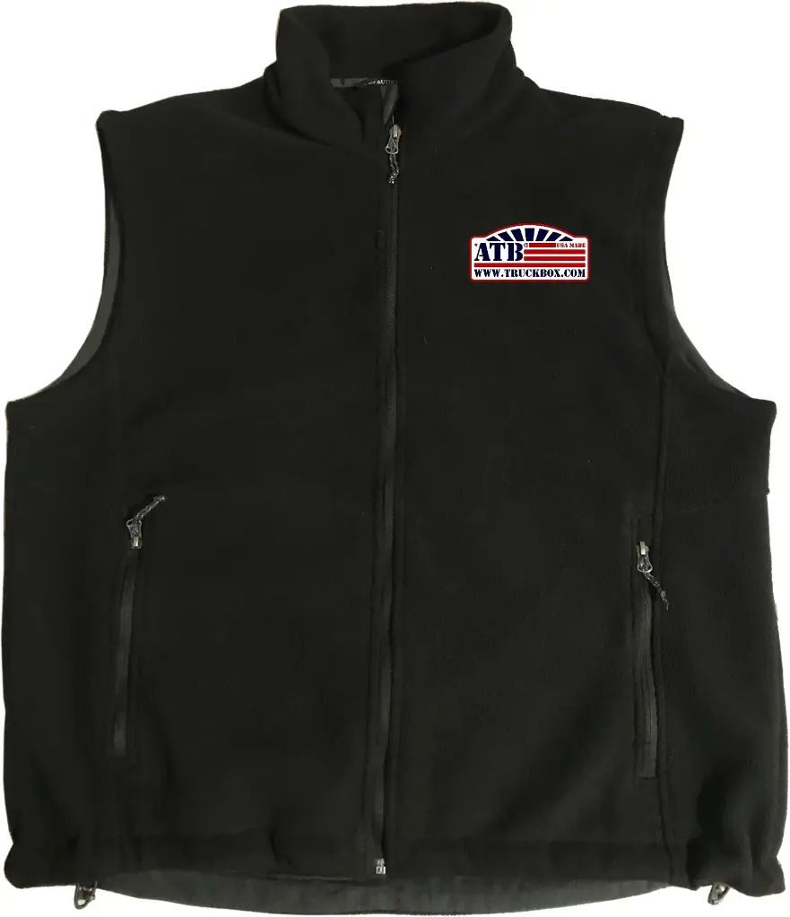 [6P-FV-B-L] ATB Fleece Black Vest - Large - Two-Color Printed Front