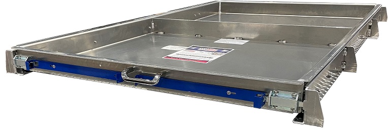 [A-BT61-57648-S] A-BT61 - 4.75"H x 74"D x 34"-48"W - Aluminum Sliding Pullout Tray for Pullout Bed-Pack Toolbox, Super HD, Single 74" Tray (60" Slides) with Center Divider. (5H-76D-48W)
