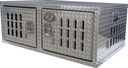 A-DK31- 24"H x 38"D x 46"W - Aluminum Dog Box, Double Side Opening Door, Adjustable Air Vents, Rubber Floor Matting, All Diamond TP Finish.
