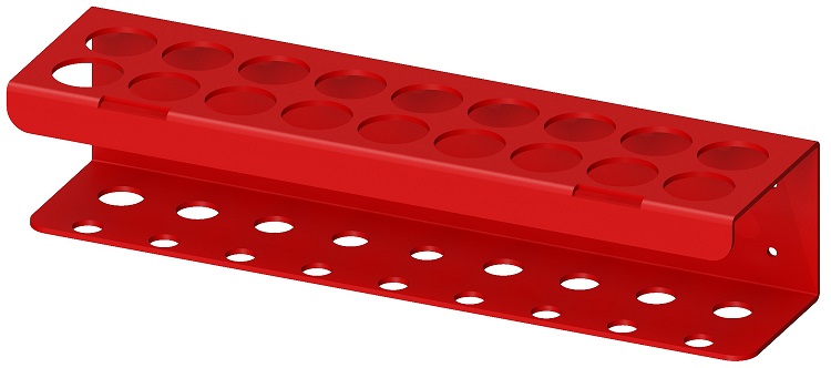 A-DO52 - 3"Height x 4"Depth x 16"Width - 125g Aluminum, (For 20" Box) 20 Hole Screwdriver Holder Bracket, Bolt-On and Powder Coated Viper Red