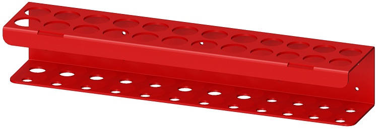 A-DO52 - 3"Height x 4"Depth x 20"Width - 125g Aluminum, (For 24" Box) 26 Hole Screwdriver Holder Bracket, Bolt-On and Powder Coated Viper Red