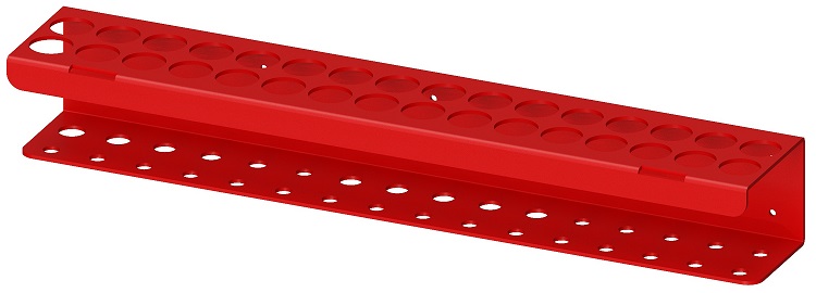 A-DO52 - 3"Height x4" Depth x 24"Width - 125g Aluminum, (For 28" Box) 32 Hole Screwdriver Holder Bracket, Bolt-On and Powder Coated Viper Red