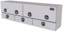 A-DU42 28"H x 20"D x 94"W - Aluminum Top Mount Drawer Utility HD Toolbox, Smooth Body, Diamond TP Double Top Hinged Doors with Triple Drawers & DT-Handle Locks
