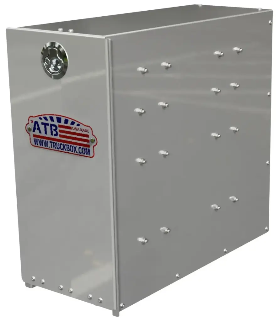 A-FE41 - 19"H x 21 "D x 8"W - Aluminum Fender Drawer Toolbox, HD, All Smooth Finish, 5 Drawers (1-2=2" / 3-5=3.5"), Drop Open Door with Lockable Latch.