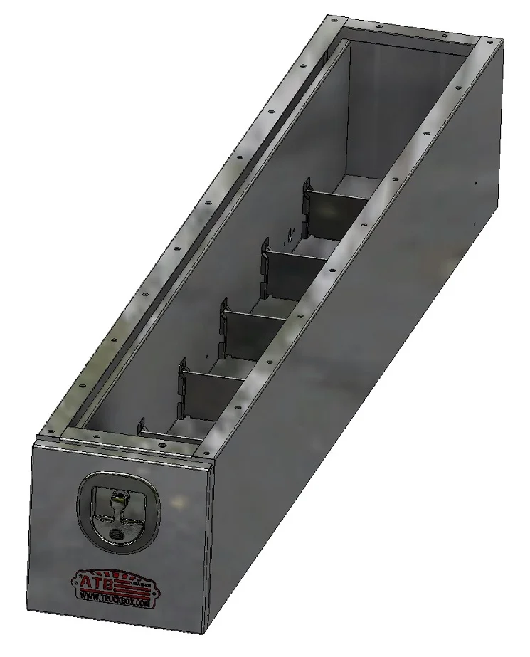 A-FU42 - 12"H x 72"D x 12"W - Aluminum Pickup Fender Under Box Mount Drawer Box, HD, All Smooth Body, One 60" Drawer, Pull Open Door with SS DT-T-Handle Lock
