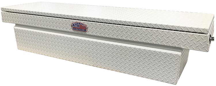 [A-HC3-142072-TTWX] A-HC3 - 14"H x 20"D x 72"W - Aluminum Pickup HD Cross Saddle Toolbox, All Diamond TP Finish, with Pro-Sliding Tray & Mounting Hardware, Single Top Open Lid with Advanced Push Button Lock, Powder Coated WX-White