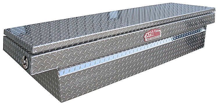 A-HC4 - 18"H x 24"D x 72"W - Aluminum Pickup Cross Saddle Toolbox, Super HD, with Pro-Sliding Tray & Mounting Hardware, Single Top Open Lid with Advanced Push Button Lock, All Diamond TP Finish