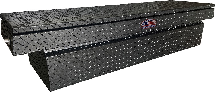 A-HC4 - 18"H x 28"D x 72"W - Aluminum Pickup Cross Saddle Toolbox, Super HD, All Diamond TP Finish, with Pro-Sliding Tray & Mounting Hardware, Single Top Open Lid with Push Button Lock, Powder Coated MX-Black