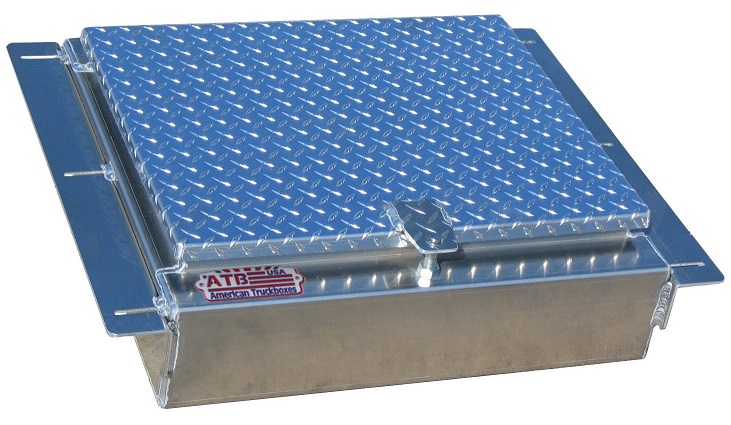 A-IB51 - 10"H x 22"D x 24"W - Aluminum Semi Truck In-Frame Box, Smooth Body, Diamond TP Single Lid with Stainless Steel Continuous Hinge, Padlock Lock & Mounting Kit.