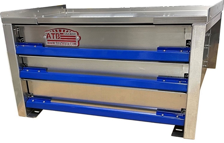 A-IK41 - 15"H x 15"D x 36"W - .090 Aluminum Drawer Insert Kit with Removable Dividers, HD, 3 Drawers (Top D1=3" / D2-3=4") with Rubber Inside Mats & 250lb Lock-In/Out Slides.