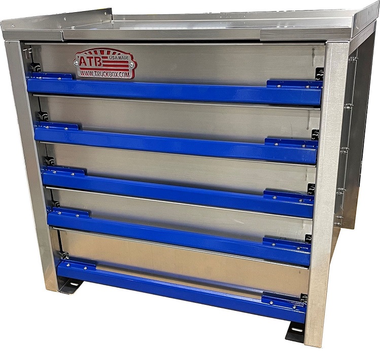 A-IK41 - 22"H x 24"D x 36"W - .090 Aluminum Drawer Insert Kit with Removable Dividers, HD, 5 Drawers (Top D1-3=3" and D4-5=4" and with Rubber Inside Mats & 250lb Lock-In/Out Slides.