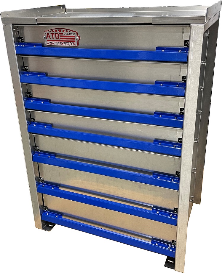 [A-IK41-381828-S7] A-IK41 - 38"H x 18"D x 28"W - .090 Aluminum Drawer Insert Kit with Removable Dividers, HD, 7 Drawers (top: D1-4=4"/ D5=5" / D6-7=6") with Rubber Inside Mats & 250lb Lock-In/Out Slides.