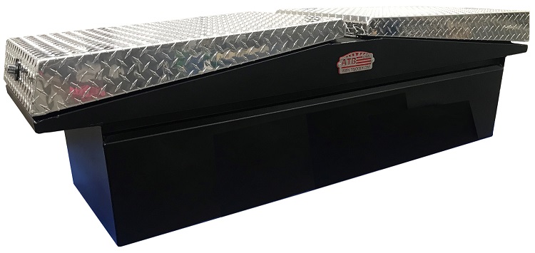 [A-LG4-182474-TBXB] A-LG4 - 18"H x 24"D x 74"W - Aluminum HD Pickup Truck Low Profile Gullwing (EZ Grab) Cross Toolbox, Smooth Body, Diamond TP Double Lids with Push-in Locks, with Pro-Tray & M-Hardware, Powder Coated MX Black BODY ONLY
