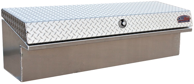 A-LS4 - 16"H x 13"D x 36"W - Aluminum HD Pickup Truck Low Profile (EZ Grab) Side Toolbox, Smooth Body, Diamond TP Single Top Open Lid with Push-In Lock, with Pro-Tray & M-Hardware 