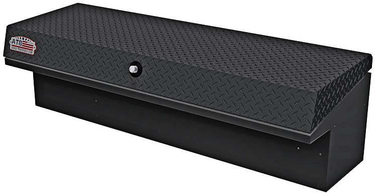 A-LS4 - 16"H x 13"D x 36"W - Aluminum HD Pickup Truck Low Profile (EZ Grab) Side Toolbox, Smooth Body, Diamond TP Single Lid with Push-in Lock, with Pro-Tray & M-Hardware, Powder Coated MX-Black 
