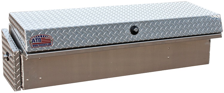A-LS4 - 16"H x 17"D x 56"W - Aluminum HD Pickup Truck Low Profile (EZ Grab) Right Side Toolbox, Smooth Body, Diamond TP Single Top Open Lid with Push-In Lock, with Pro-Sliding Tray, 36" Drawer & M-Hardware 