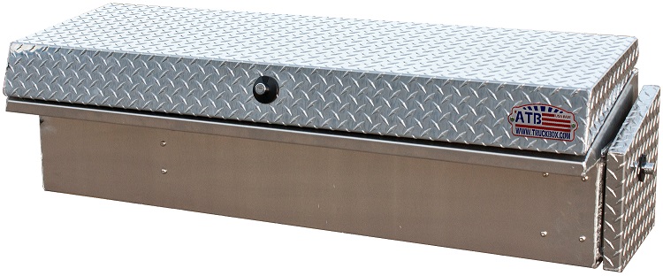 A-LS4 - 16"H x 17"D x 60"W - Aluminum HD Pickup Truck Low Profile (EZ Grab) Left Side Toolbox, Smooth Body, Diamond TP Single Top Open Lid with Push-In Lock, with Pro-Sliding Tray, 36" Drawer & M-Hardware 