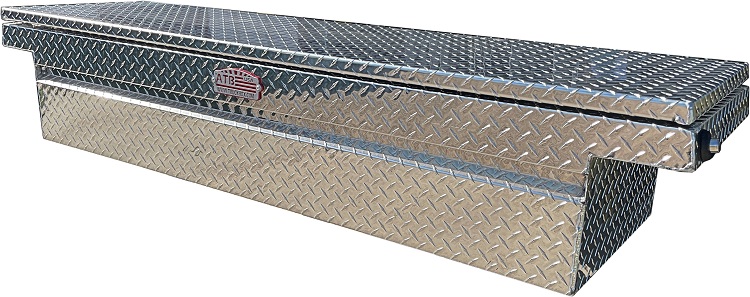 A-MC3 - 16"H x 20"D x 72"W - Aluminum Pickup Medium Profile HD Cross Toolbox, All Diamond TP Finish, with Pro-Sliding Tray & Mounting Hardware, Single Top Open Lid with Push Button Locks