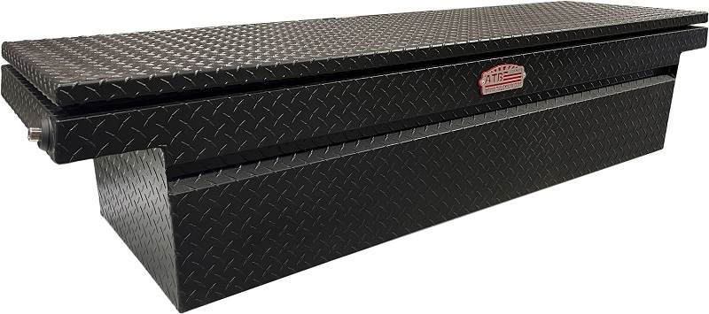 A-MC3 - 16"H x 20"D x 72"W - Aluminum Pickup Medium Profile HD Cross Toolbox, with Pro-Sliding Tray, Mounting Hardware, All Powder Coated MX-Black Diamond TP Finish, Single Top Open Lid, and Push Button Locks