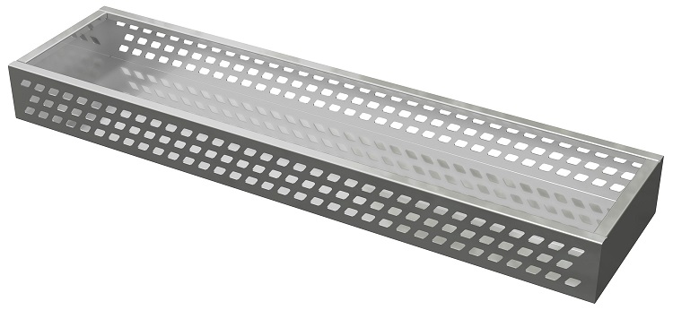 A-OT51-S - 6"H x 14"D x 72"W - .125 Aluminum Open Top Tray with Solid Bottom Floor, Oval Side Drain Holes, All Smooth Aluminum Finish.