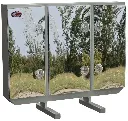 A-RB51 - 68"H x 12"D x 80"W - Aluminum Semi Tractor HD Rack Box, Smooth Body with SS-Mirror Finish Triple Doors, 1 Chain Rack Outside Compartments, and 3 Shelves Center Compartment, DT-T-Handle Lockable Locks and I-Beam Mount.