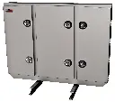 A-RB51 - 68"H x 12"D x 80"W - Aluminum Semi Tractor HD Rack Box, Smooth Body with Smooth Polished Finish Triple Doors, 1 Chain Rack Outside Compartments, and 3 Shelves Center Compartment, DT-T-Handle Lockable Locks and I-Beam Mount.