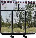 A-RB52 - 84"H x 12"D x 84"W - Aluminum Semi Tractor HD Rack Box, Powder Coated MX-Black Body, Triple Bottom and Double Top Mirror Finish Doors, 1 Chain Rack in Outside Compartments, and 3 Shelves in Center Compartment, DT-T-Handle Lockable Locks and I-Beam Mount