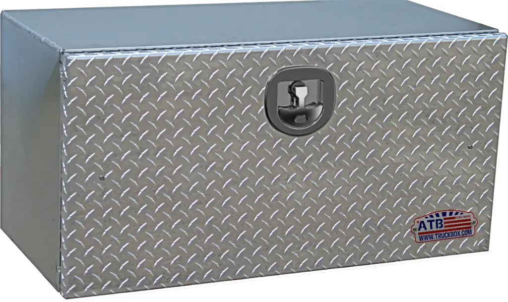 A-SG52 - 18" H x 18" D x 24" W - Aluminum Semi Truck Trailer Box Toolbox, Super HD, All Smooth Finish, Single Drop Open Door with Chains and SS DT-Handle Lock.