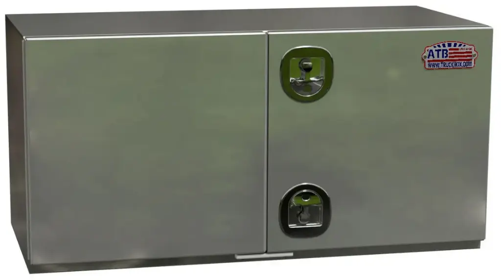A-SG52 - 18"H x 24"D x 48"W - .125 Aluminum Underbody Semi Truck Trailer Toolbox, Super HD, All Smooth Finish, Right Side Open Doors and Double T-Handle Lock