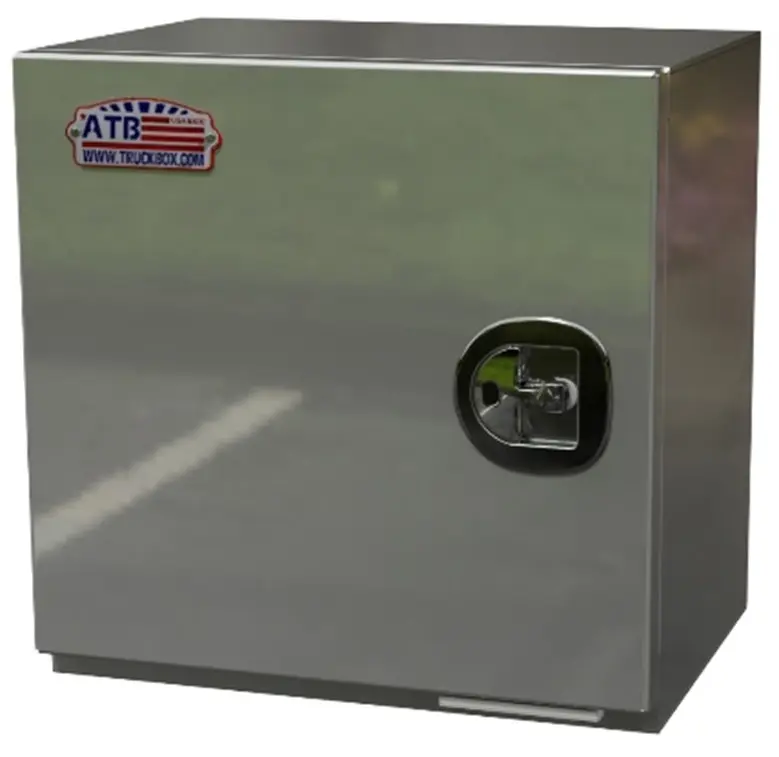 A-SG52 - 24"H x 24"D x 24"W - Aluminum Semi Truck Super HD Trailer Toolbox, All Smooth Finish, Left Side Open Single Door with SS DT-T-Handle Locks