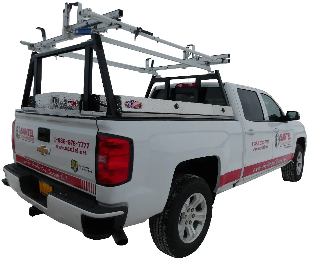 A-SP52R - 24'H x 76"D x 70"W Aluminum Pickup Pro-XM Service-Pack for 6-1/2' Pickup Box with 20" Cross Box, 51.50" Side Boxes, 24"H Powder Coated X-Black Racks
