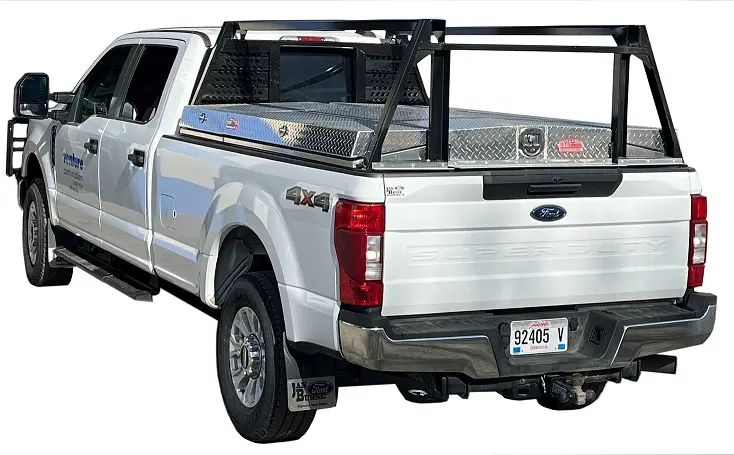 A-SP54R - 24"H x 95"D x 70"W- Aluminum Pickup Pro-XL Service-Pack for 8' Box, 28" Cross Box, 62.5" Side Boxes & 24" Powder Coated MX-Black Racks