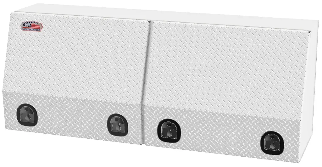 A-SU41 - 21"H x 16"D x 88"W - Aluminum Top Side Mount Compartment Utility HD Toolbox, All Smooth Body, Diamond TP Double Top Hinged Door, with Shelf & SS DT-Handle Locks, Powder Coated WX-White