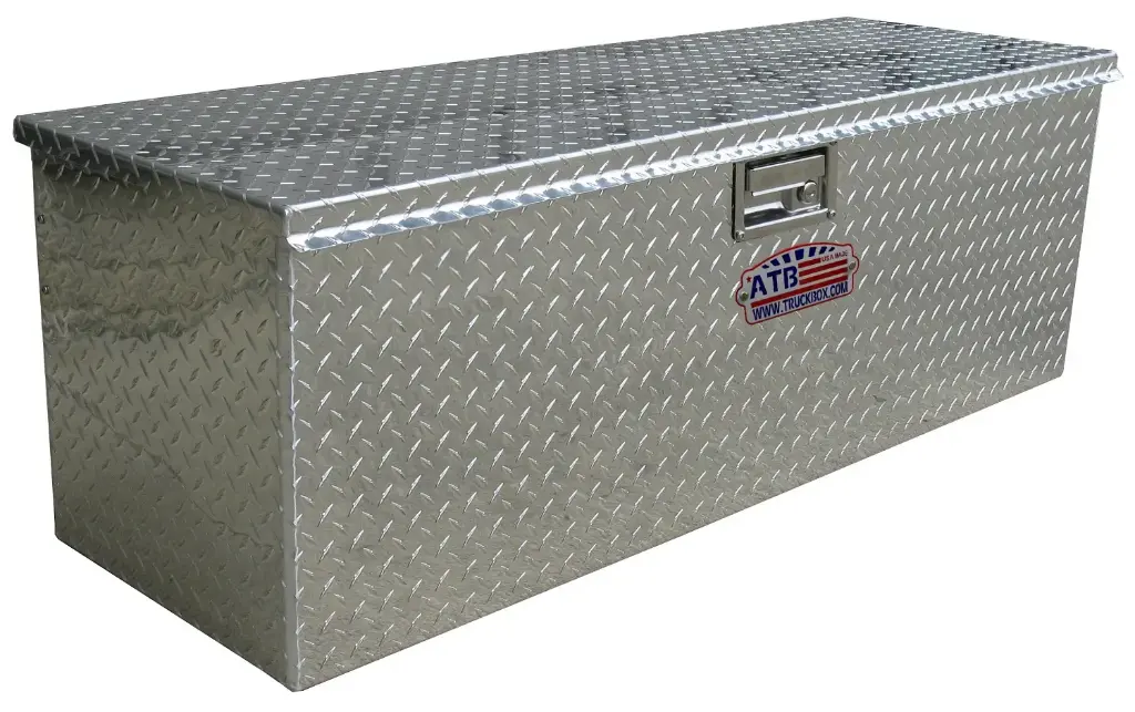 A-TC41 - 12"H x 18"D x 48"W – Aluminum Truck Top Chest HD Box Toolbox, All Diamond TP Finish, Top Open Single Lid with Gas Springs and Single Lift Handle Lock.