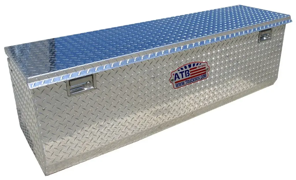 A-TC42- 24"H x 24"D x 48"W - HD Multi-Purpose (Offset Hinge) Chest Box, Aluminum Diamond TP Bright Finish, Top Open Single Lid with Dual Gas Springs, Lid Supports, and Double Recessed Handle Locks