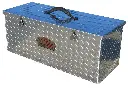 A-TO31B - 10"H x 10"D x 24"W - Aluminum Handyman Tote Toolbox with Tray, Top Carry Handle, Single Pull Latch, All Diamond TP Bright Finish.