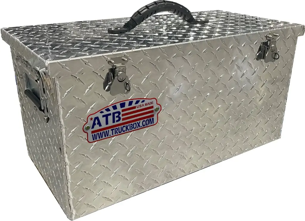 A-TO31B - 12"H x 12"D x 20"W - Aluminum Handyman Tote Toolbox with Tray, Top Carry Handle, Recessed Carrying Handles, Double Pull Latches and All Diamond TP Bright Finish.