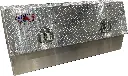 A-TU41 - 28"H x 20"D x 72"W - Aluminum HD Top Side Utility Flat Bed Truck Trailer Toolbox, All Smooth Body, Diamond TP Top Hinged Single Slanted Door with Gas Springs & DT-T-Handle Locks.