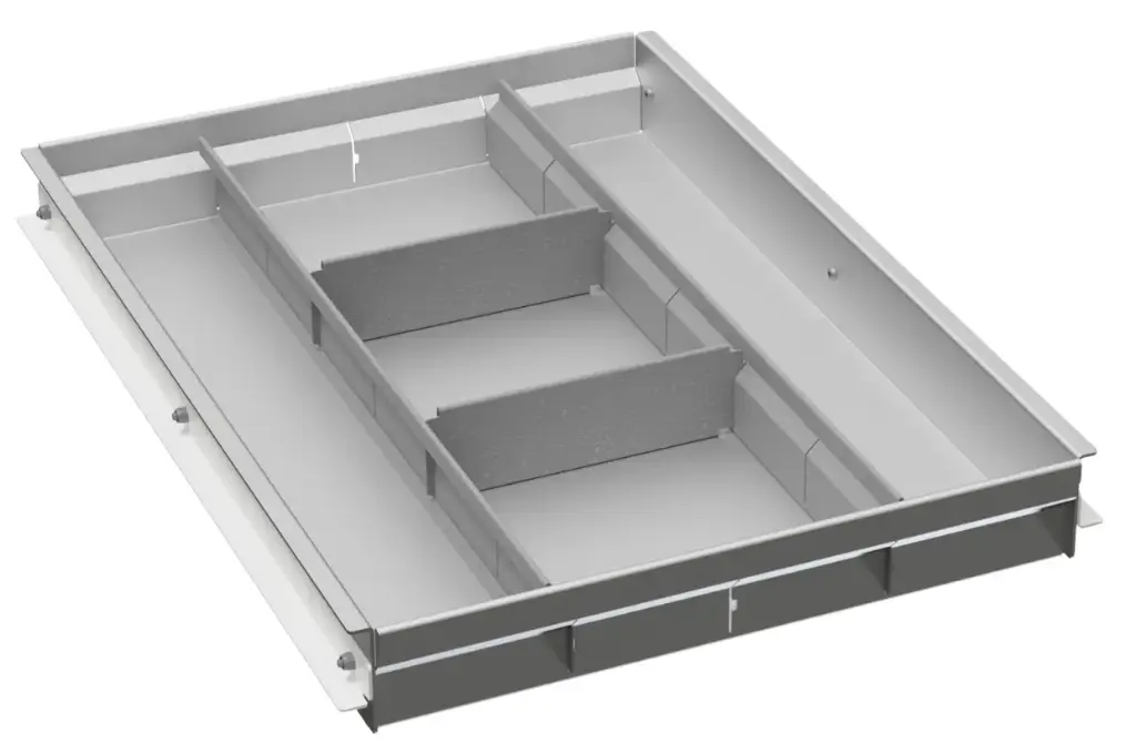 A-TY41 - 3" H x 21" D x 25" W - Aluminum Sliding Tool Tray Kit with Removable Divider Bins (Spare) for LG, HG, HC & MC Boxes (For 24"D Toolboxes) 