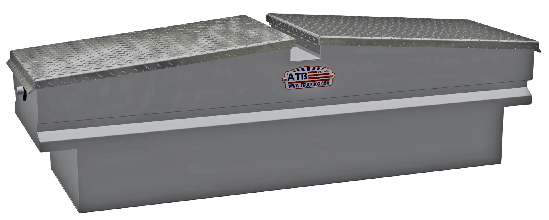[A-UC41-171359D-T] A-UC41 17"H x 13"D x 59"W - Aluminum UTV Cross Box for Gator-Polaris Ranger, HD, All Smooth Body, Diamond TP Double Top Open Tapered Lids with Gas Springs & Sliding Tray with Dividers