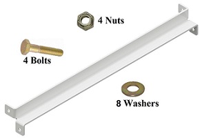 [CHS62-2230-WK] CHS62 - 2"H x 2"D x 29.5"W – Steel Chain Hanger Kit (Fits 30" SB51 Boxes), 7/16" Bolt Mounts, Powder Coated Gloss White Finish