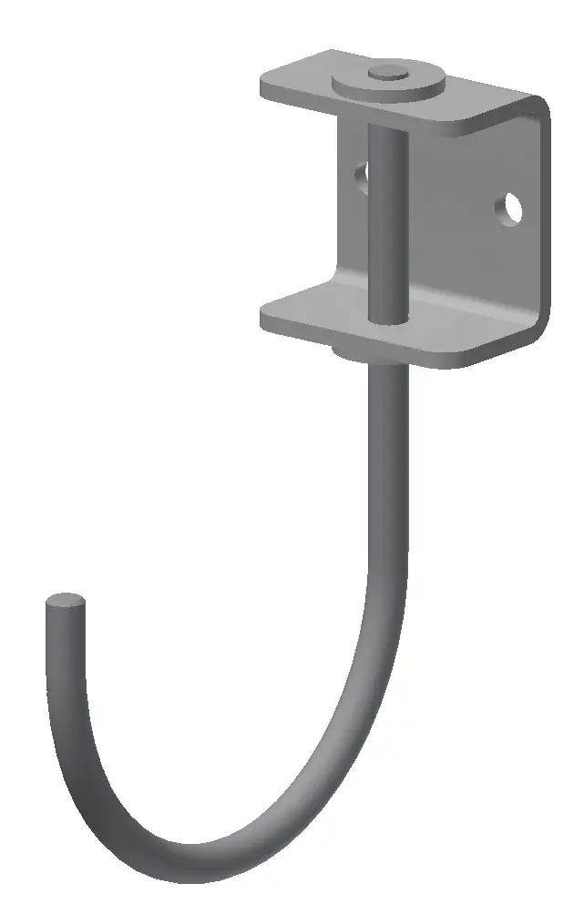 Swivel Steel Hook 6"H x 4.3"D x 3/8" Diameter - Two 1/4 Mounting Hole - Powder Coated Gloss Black