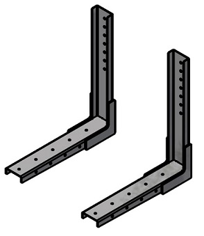 M2100C-G - 28"H x 25"D - L-Shape Fixed HD Steel Mount Bracket for C-Frame Mount Generator Application with Grade 8 Hardware Included (Packaged Set - 2 Brackets)