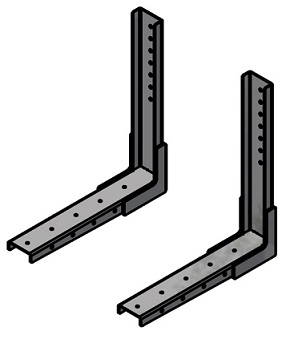 [M2100C-G] M2100C-G - 28"H x 25"D - L-Shape Fixed HD Steel Mount Bracket for C-Frame Mount Generator Application with Grade 8 Hardware Included, Powder Coated MX-Black (Packaged Set - 2 Brackets)