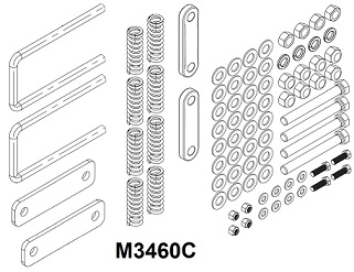 M3460C 5/8" x 15.375" U-Bolt Mount Kit (Ford F350-F450-F550 2017 Plus), for Cross-Pack Boxes C-Frame Installation Mount Application.