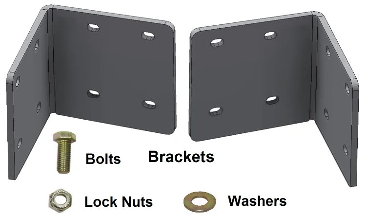 M3590CS-A - Aluminum Cross & Side Box Corner Mounting Plates with Installation Mounting Kit for Cross & Side Box Application.