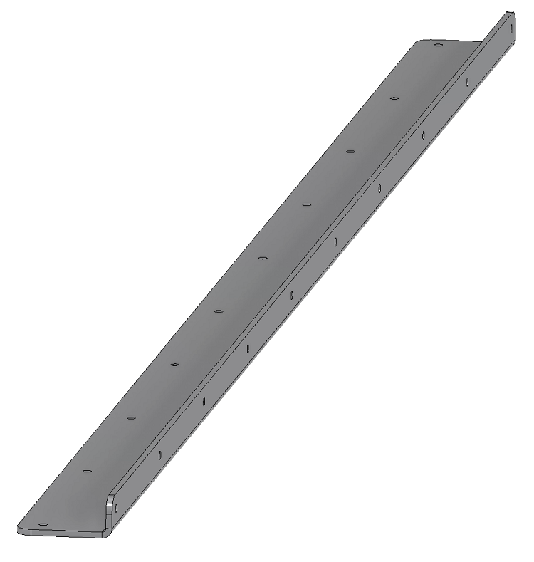 MBFU61-A22-72-S - 1.25" x 2" x 71.75" Extension Angle Mounting Bracket for FU Fender Under Mount Drawer Box Mount Bracket