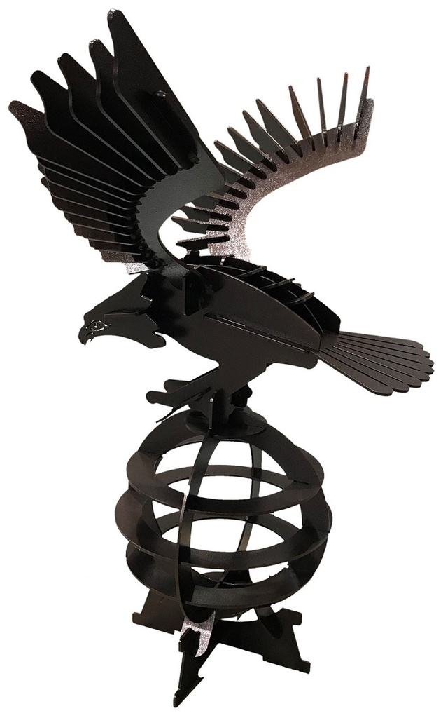 SAEG - 50"H x 30"D x 50"W - Steel Garden Eagle Sculpture Art Crafted with Laser Cut 1/4 Steel, Powder Coated Goldentone Vein